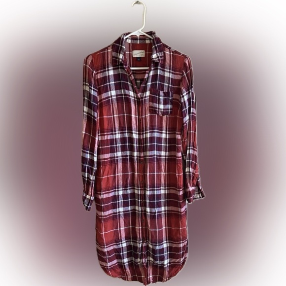 Universal Thread Red and White Plaid Midi Dress - Picture 2 of 4